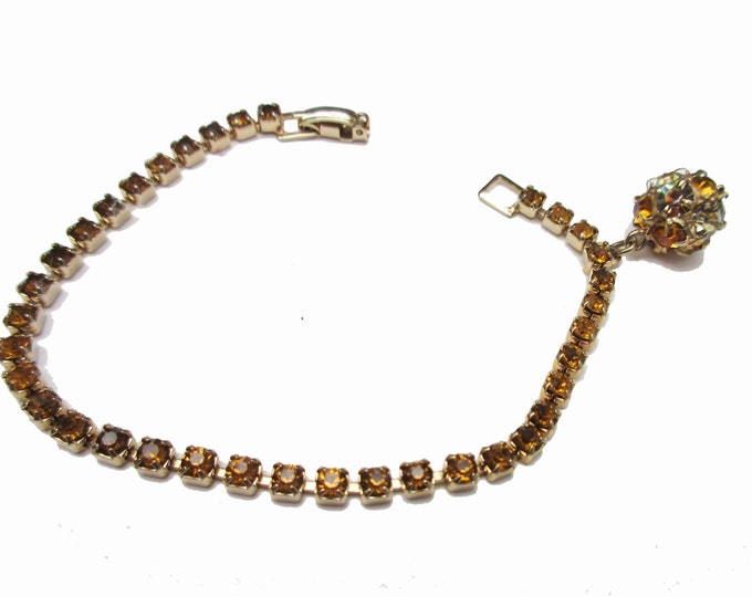 Weiss Amber Rhinestone Tennis Bracelet with ball charm