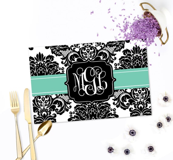 Items similar to Personalized Paper Placemats, Custom Placemats, Monogram Placemat, Bridal