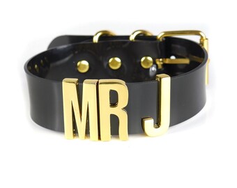 Joker "MR. J" Choker | Cosplay | Suicide Squad Movie | Halloween Costume | Mister J | Harley Quinn Choker | BIG Letters - Gold