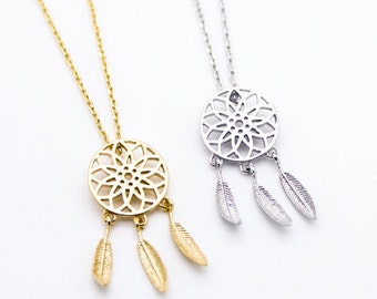 Tiny Gold or Silver "Dream Catcher" Necklace - Dainty, Simple, Birthday Gift, Wedding Bridesmaid Gift