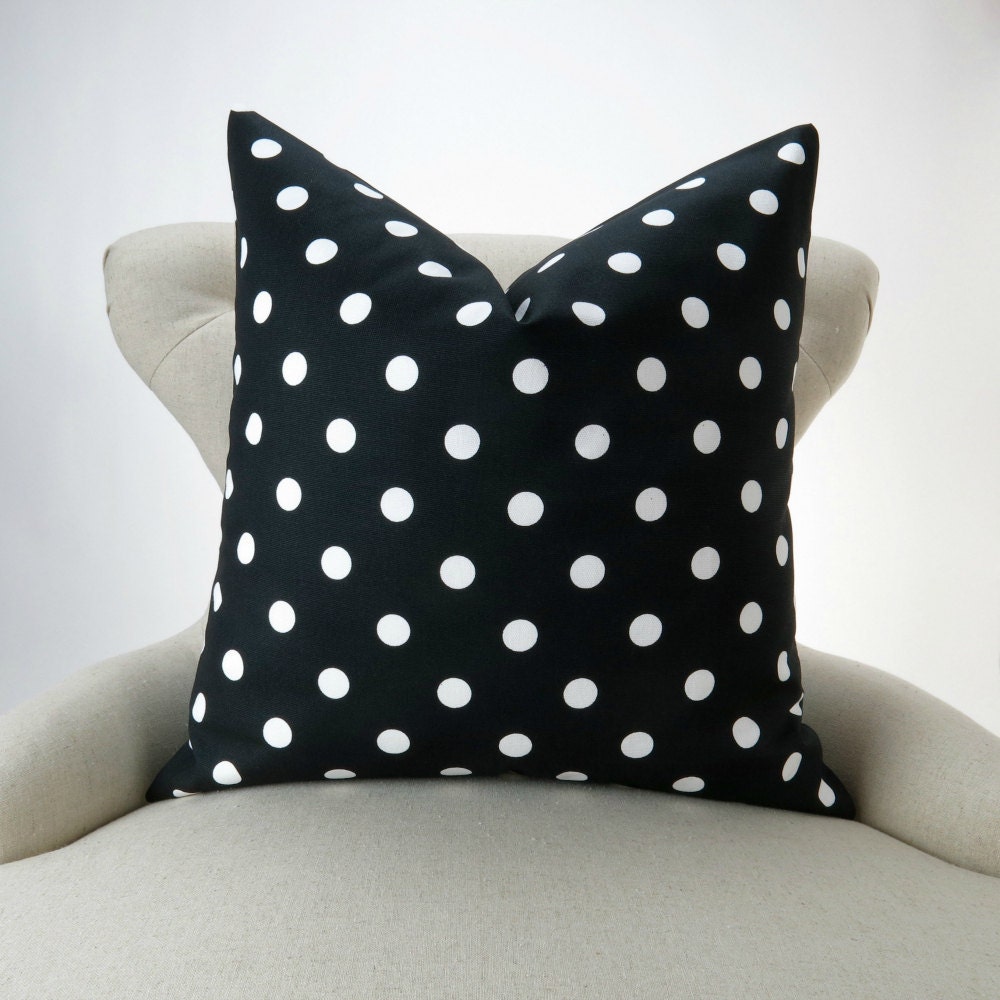 Black and White Polka Dot Pillow Cover MANY SIZES decorative