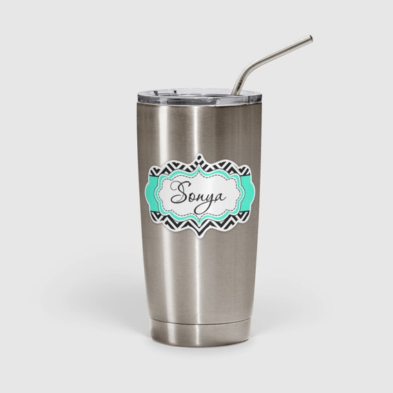 Custom tumbler sticker Monogrammed stainless by ToGildTheLily