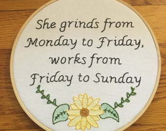 Beyonce 6 Inch Lyrics Embroidery, Beyonce Lemonade Art, Beyonce Embroidery, Modern Hoop Art