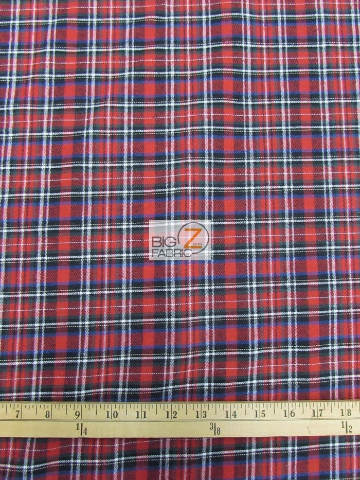Tartan Plaid Uniform Apparel Flannel Fabric RED/BLACK By