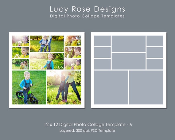 12 x 12 Photo Collage Template 6 