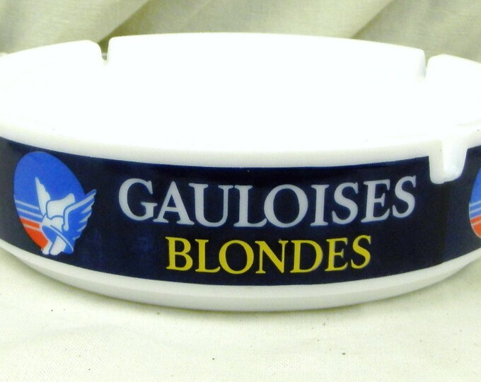 Very Large Vintage Milk Glass Mid Century Gauloise Blondes Ashtray / French Cafe Decor / Retro Vintage Home Interior / Man Cave / Tobacciana Very Large Vintage Milk Glass Mid Century Gauloise Blondes Ashtray / French Cafe Decor / Retro Vintage Home Interior / Man Cave / Tobacciana