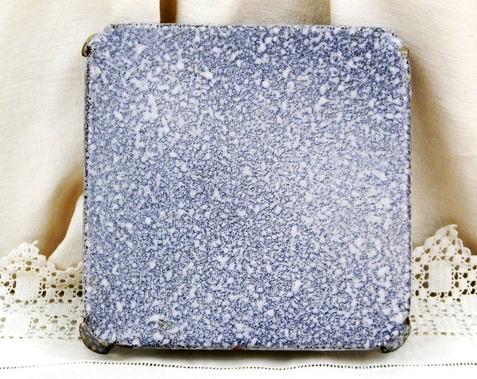 Antique French White Square Granite Enameled Metal Trivet, Heat Mat, Cottage Kitchenware, French Country Decor, Retro Brocante Kitchenailia Antique French White Square Granite Enameled Metal Trivet, Heat Mat, Cottage Kitchenware, French Country Decor, Retro Brocante Kitchenailia