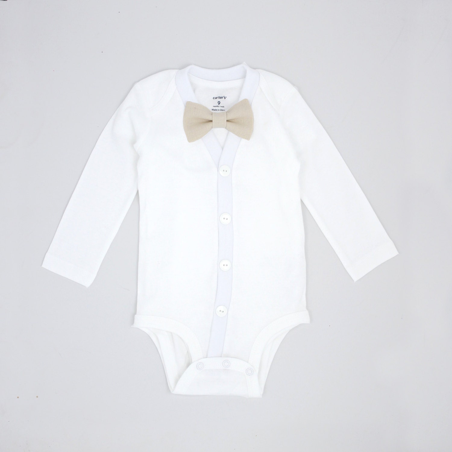 Baptism or Christening Outfit Cardigan Onesie and Bow by HaddonCo
