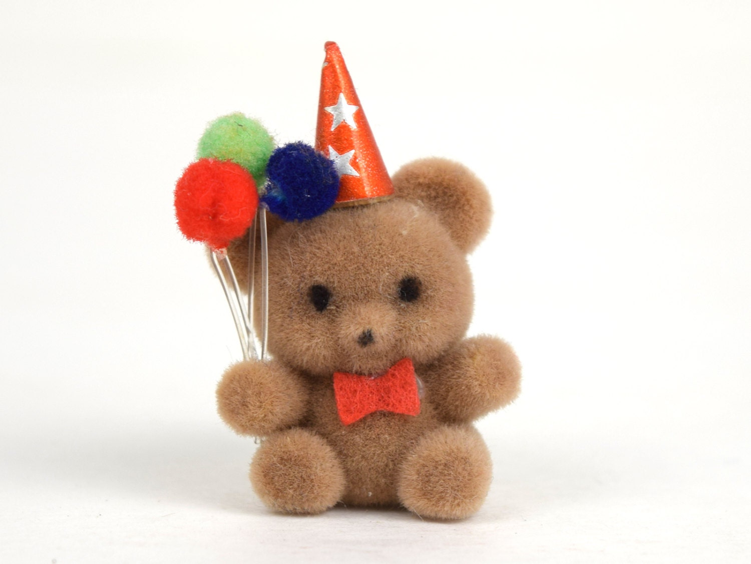 miniature brown flocked teddy bears