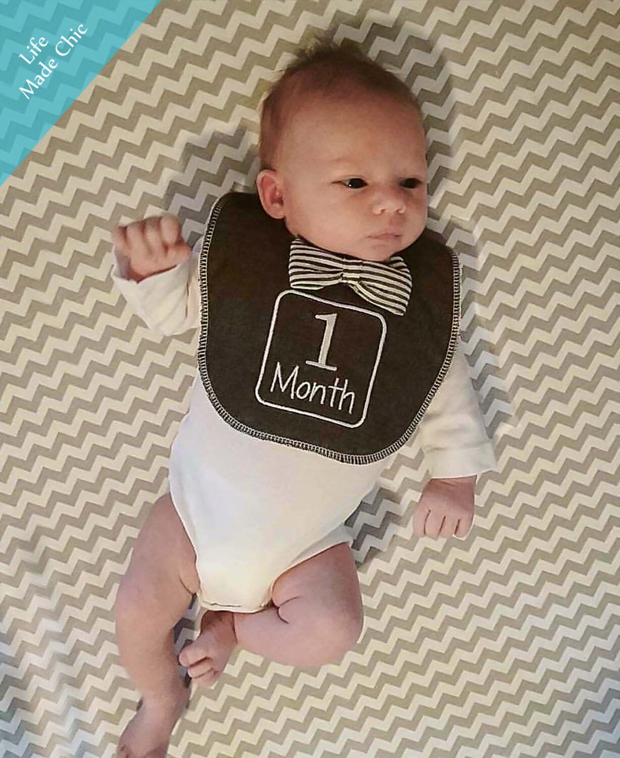 Monthly Milestones BABY MONTH BIB 03 Months Bib by LifeMadeChic
