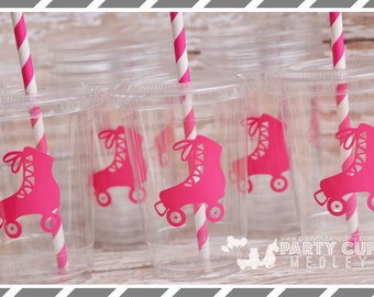 Roller Skate Birthday Party, Set of 8 or 12 You Choose Party Cups, Favor Cups or Reusable Souvenir Cup