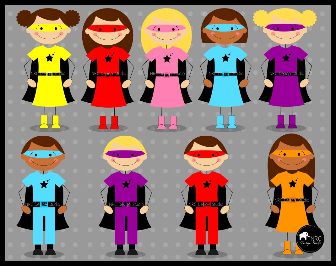 Digital Clipart Superhero Clip Art Stick Figure by NRCDesignStudio