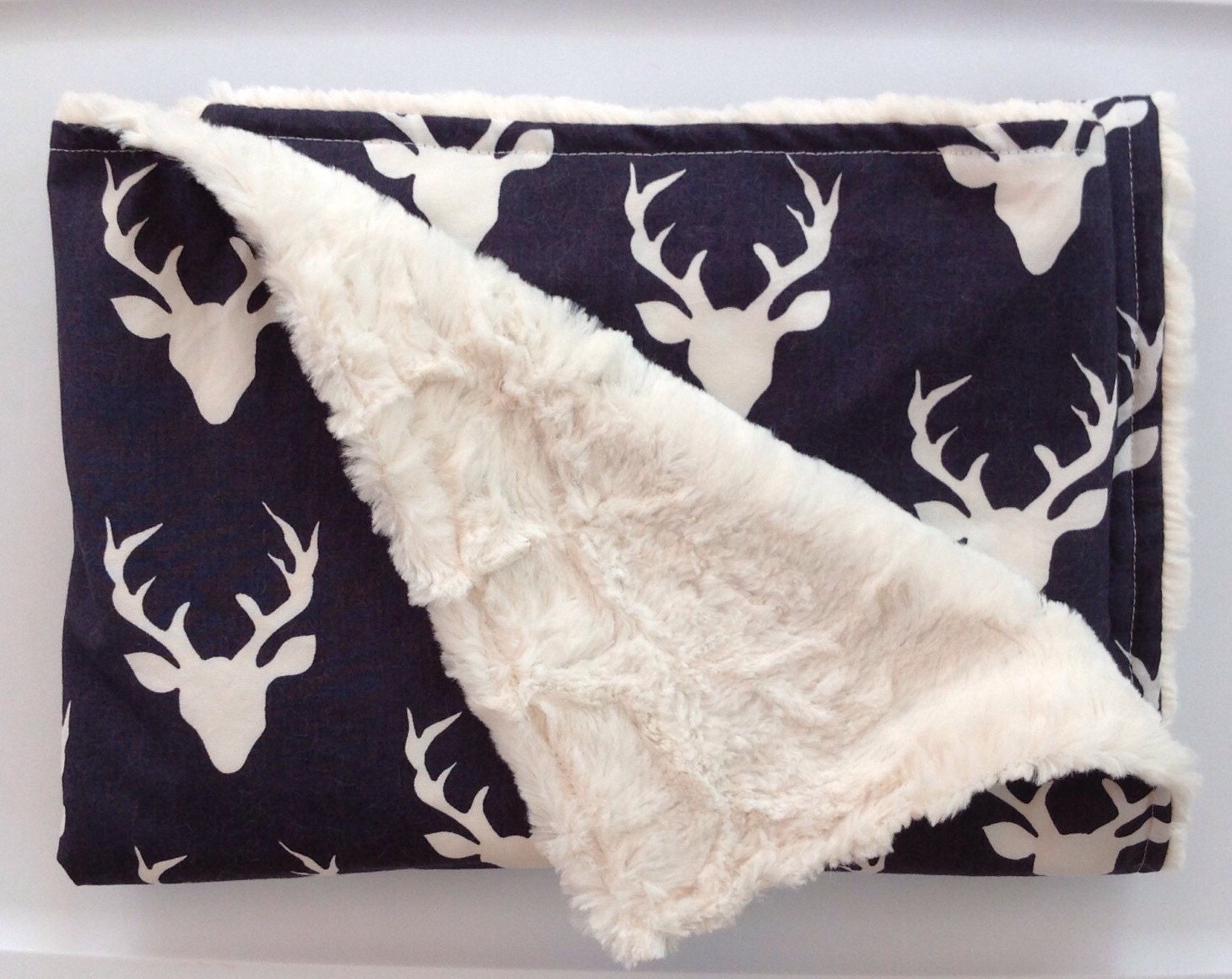 Woodland Deer Antler Baby BlanketNavy Buck MinkyOutdoor