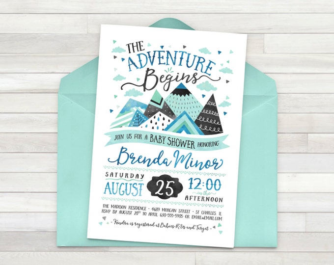 Adventure Baby Shower Invitation, Adventure Baby Shower, Baby Shower Invitation, Adventure, Outdoor Baby Shower - Printable