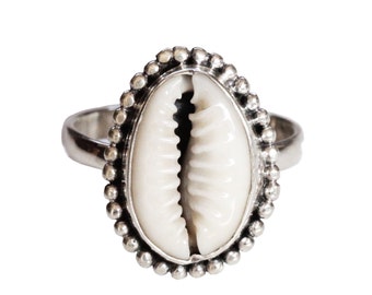 Cowrie Shell Ring, Boho Rings, Cowrie Shell Jewelry, Silver Ring, Bohemian Rings, Sterling Handcrafted Jewellery