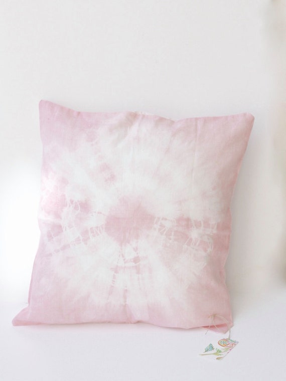 Tiedye Pillow Cover Pink LinenPillow by ayatextilecraftworks