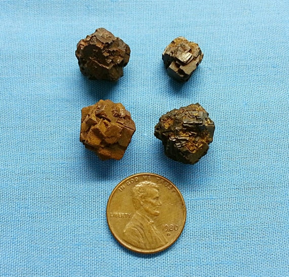 Limonite after pyrite pseudomorph rock specimens, set of 4