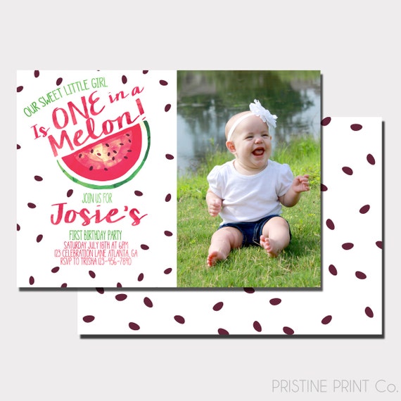 Download One In A Melon First Birthday Photo Invitation by ...