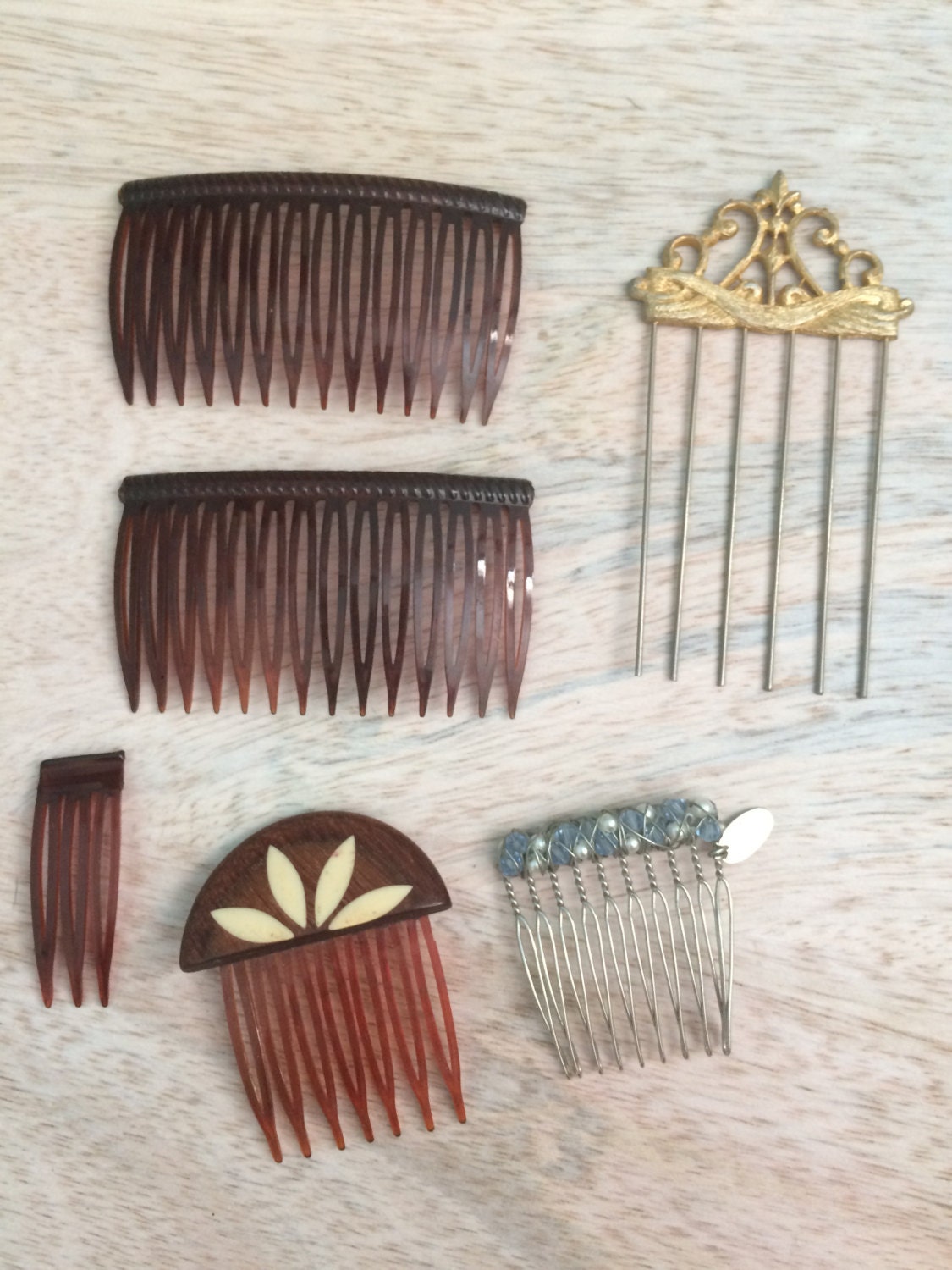 Vintage Hair Combs/Eve Reid/Vintage Gold Metal Comb