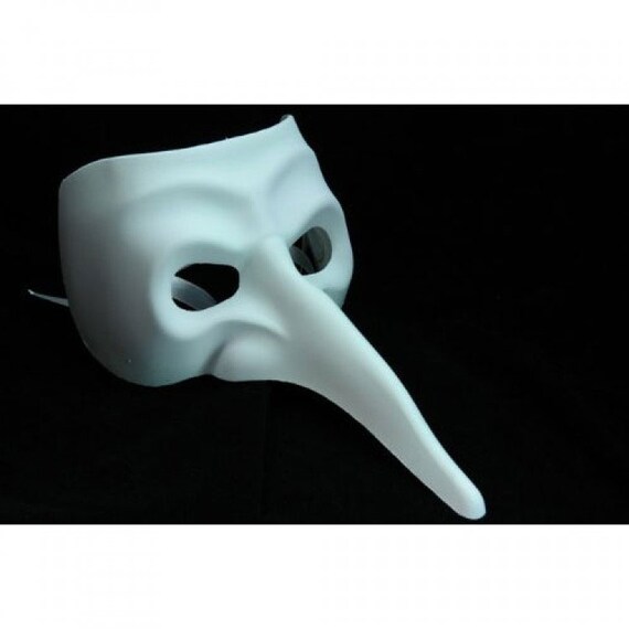 White Long Nose Mask Halloween Costume Ball Party Half face