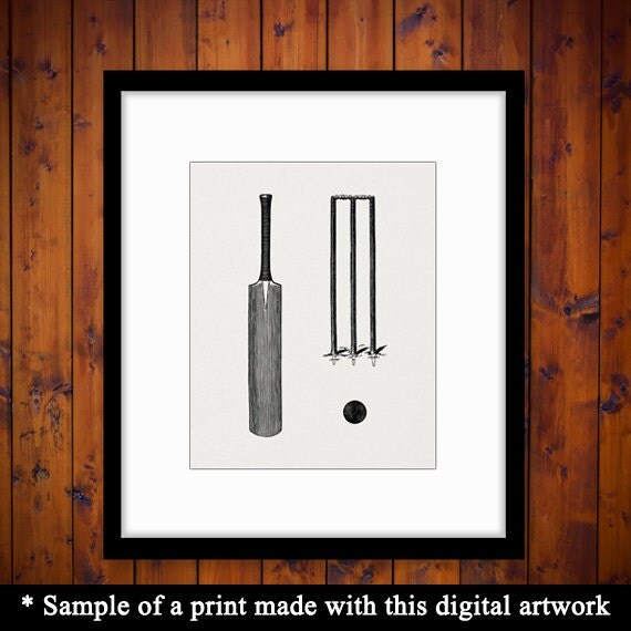 Printable Cricket Bat and Ball Digital by VintageRetroAntique