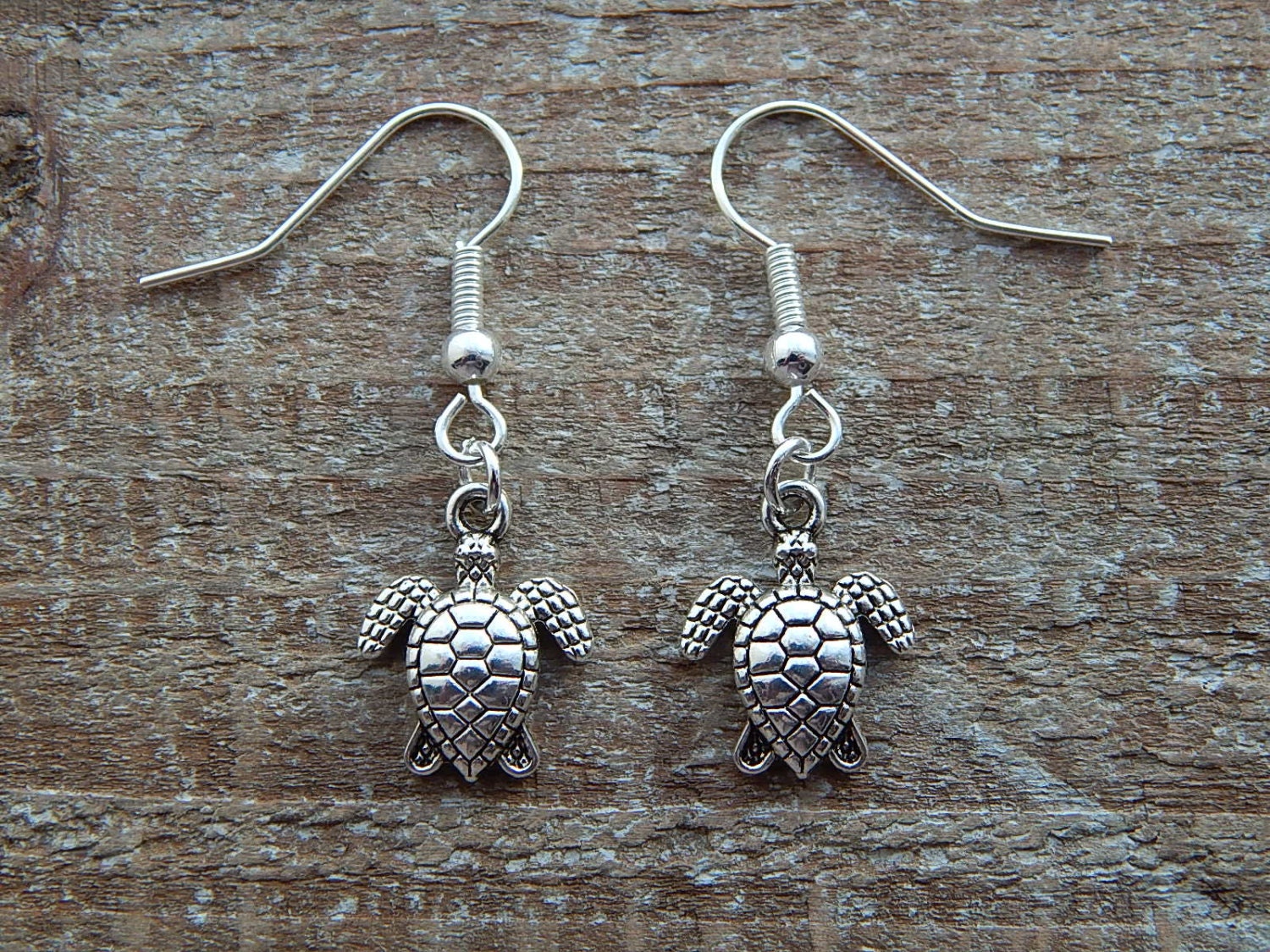 Turtle Earrings Silver Turtle Dangle Earrings Drop