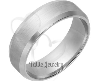 Mens 14K White Gold Wedding Bands,Womens Wedding Rings,Mens Wedding Rings,Matching Wedding Bands