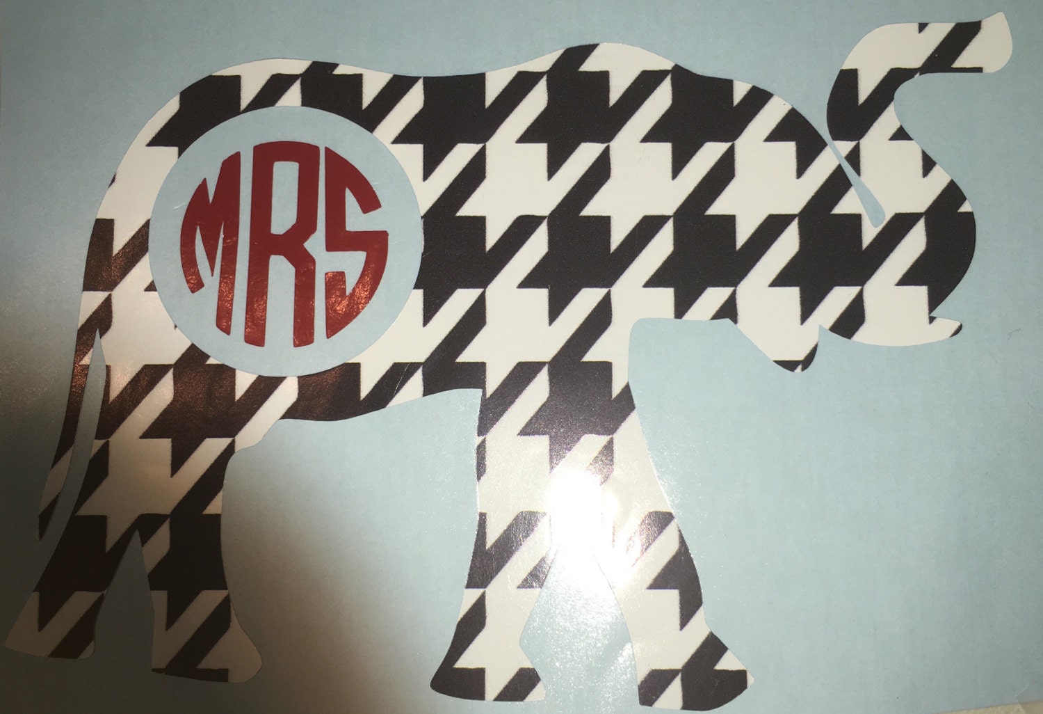 Houndstooth Elephant DECAL for Yeti Tumbler with Monogram or