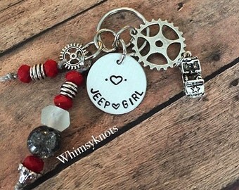 Jeep Girl keychain/ Jeep life/ Jeep love keyring--Custom Jeep accessories. Hand stamped.