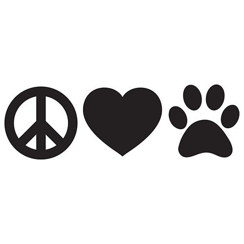 Peace Love Paw Print Vinyl Decal