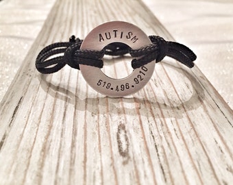 Autism awareness bracelet - Child ID Autism bracelet. Special needs bracelet.