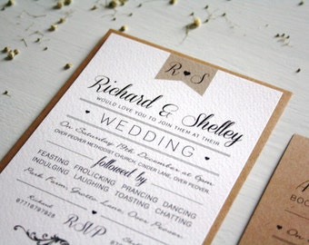 SPECIAL OFFER - Elegant Type Rustic Wedding Invitations Package of 40 with Envelopes