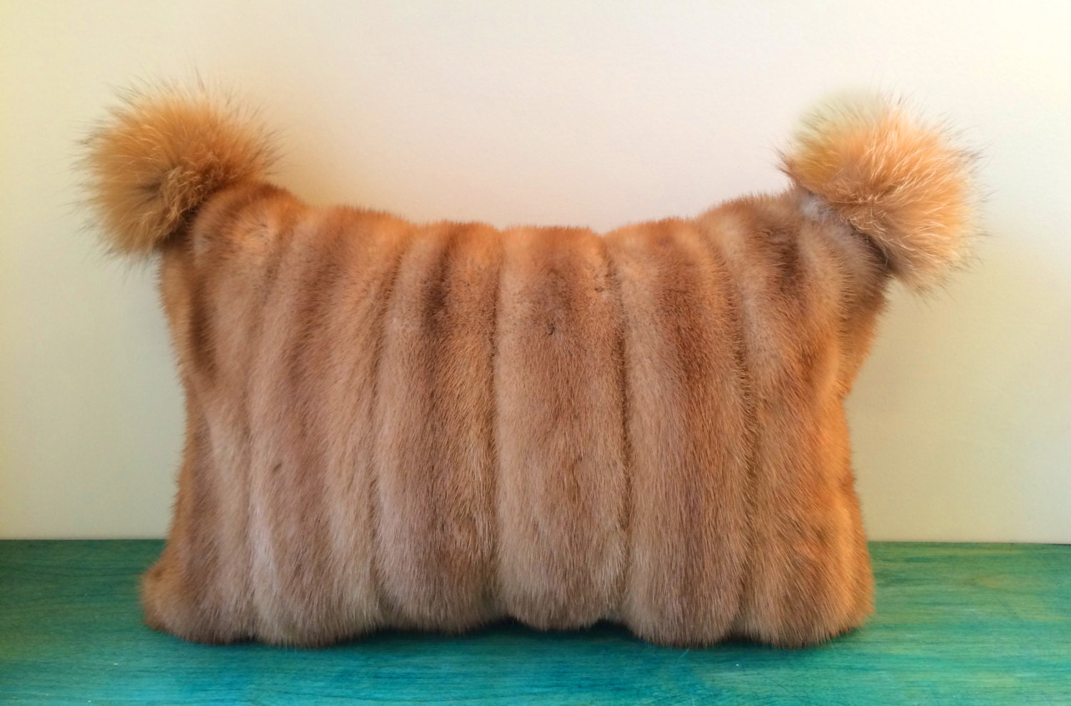 Real Fur Pillow Covers Pastel Beige Mink Pillow Cover with