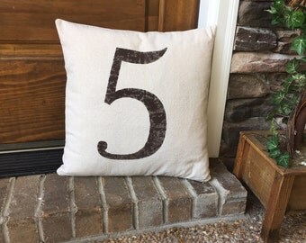 Pillow Cover, Number Pillow, Farmhouse Pillow, Rustic Pillow, Porch Pillow, Throw Pillow, Family Pillow