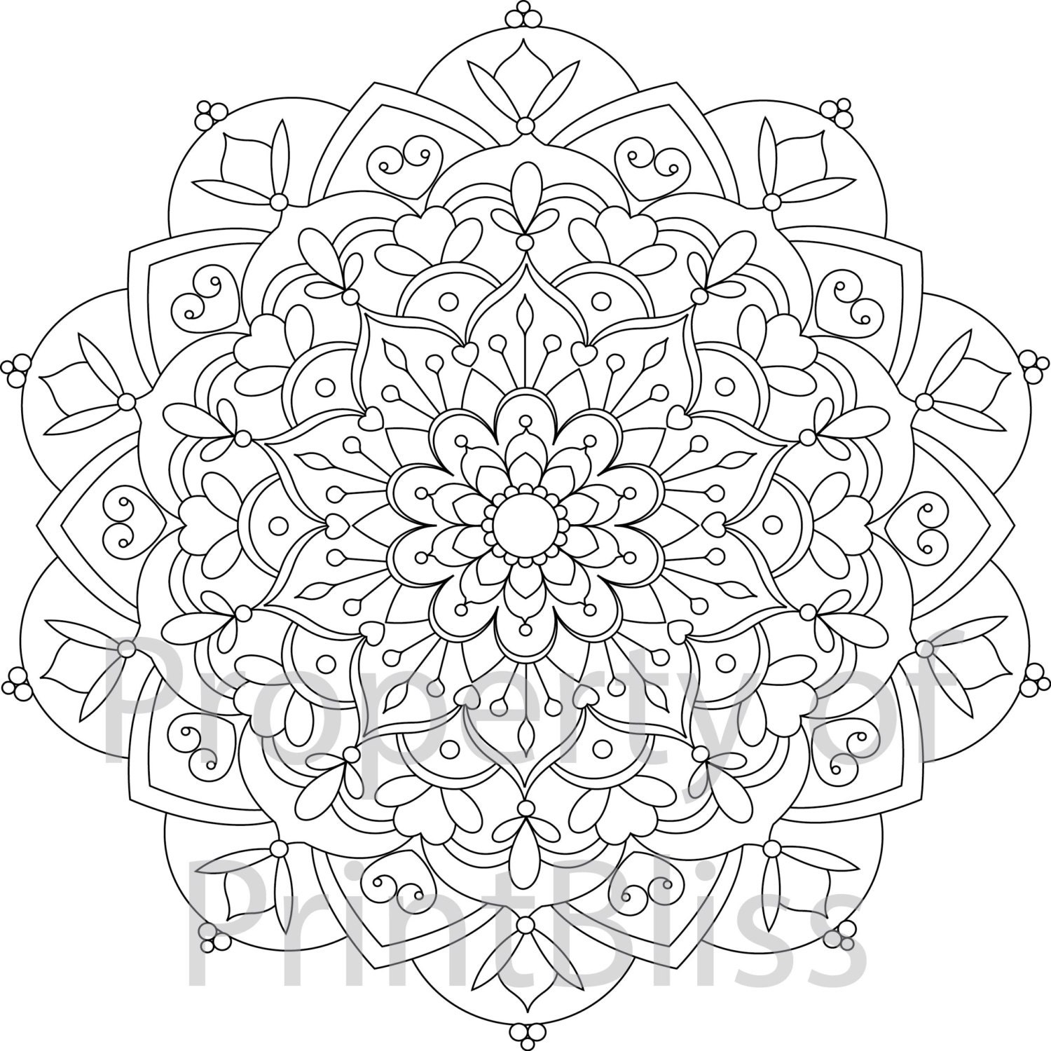 27 Flower Mandala printable coloring page