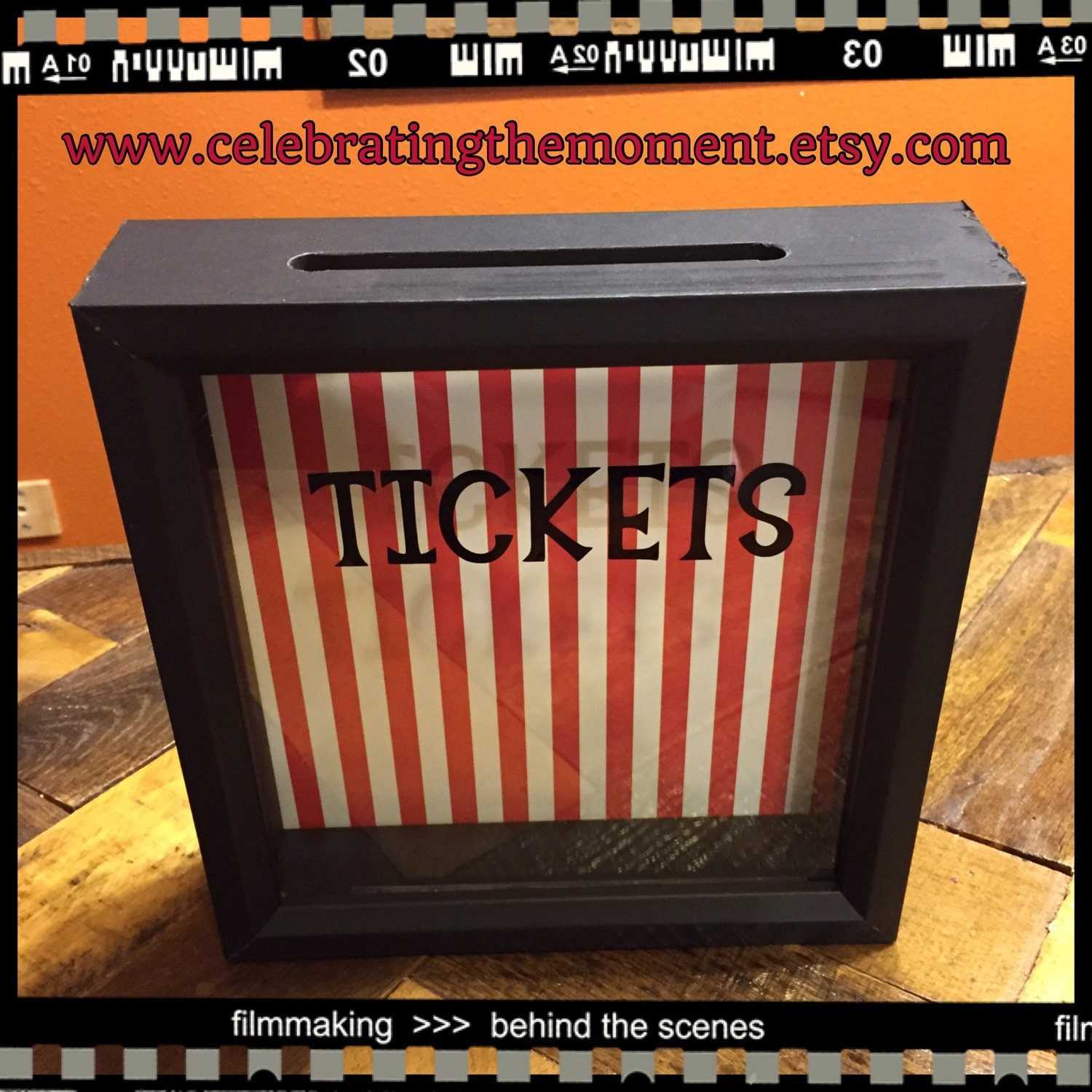 TICKETS Stub box 8x8 Shadow Box Ticket Holder Box