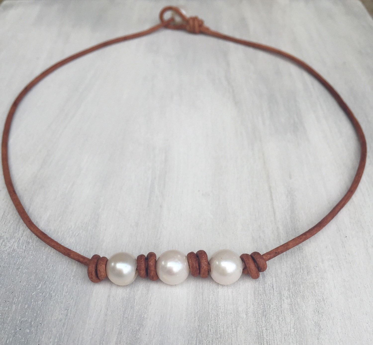 Pearl leather necklace leather and pearls pearl necklace
