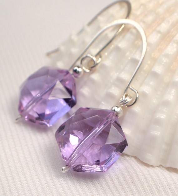 Lavender Crystal Earrings Light Purple Dangles Lilac Crystal