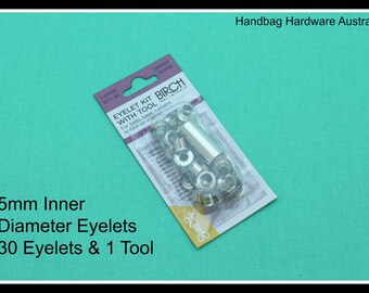 5mm Inner diameter Eyelets with Attachment tool - pack of 30 - Handbag Hardware Australia