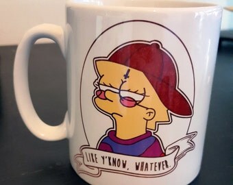 Cool Lisa Like Y'know Whatever Alternative Pop Art Simpsons Goth Cup Mug by zombieCraig