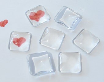 D-03539 - 4 Cabochons glass square 16x16mm