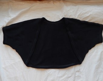 Cotton Summer Cropped Sweater Shrug in Black color hand