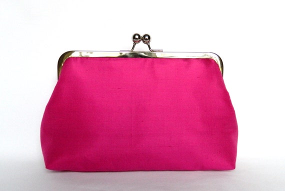 Fuschia Pink Clutch Silk Clutch Bridal Clutch Fuschia Pink