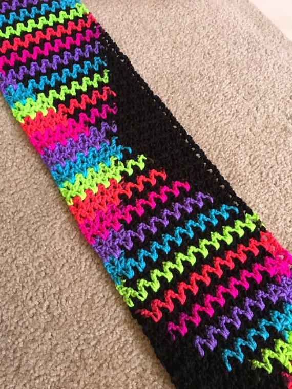 Neon Twist Crochet Scarf Neon Striped Scarf Vstitch Crochet