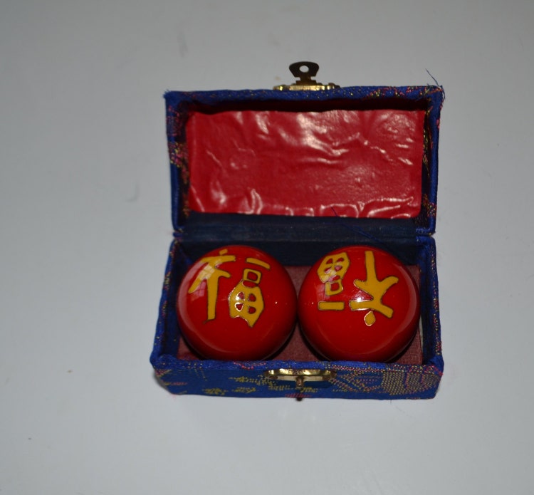Chinese Medicine Balls Vintage Asian Gifts Red by LillisCloset
