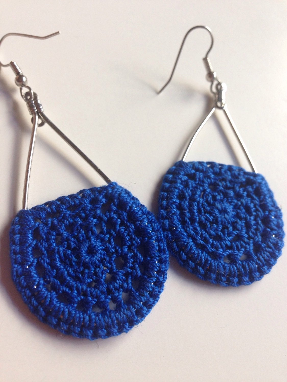 Royal blue crochet earring teardrop earrings flamenco