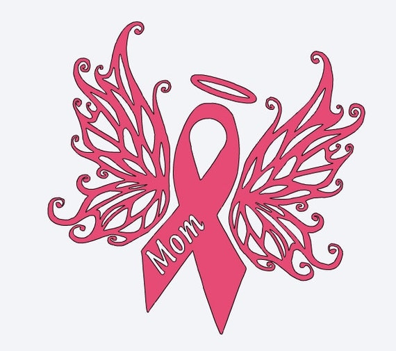 Cancer Ribbon With Wings Svg