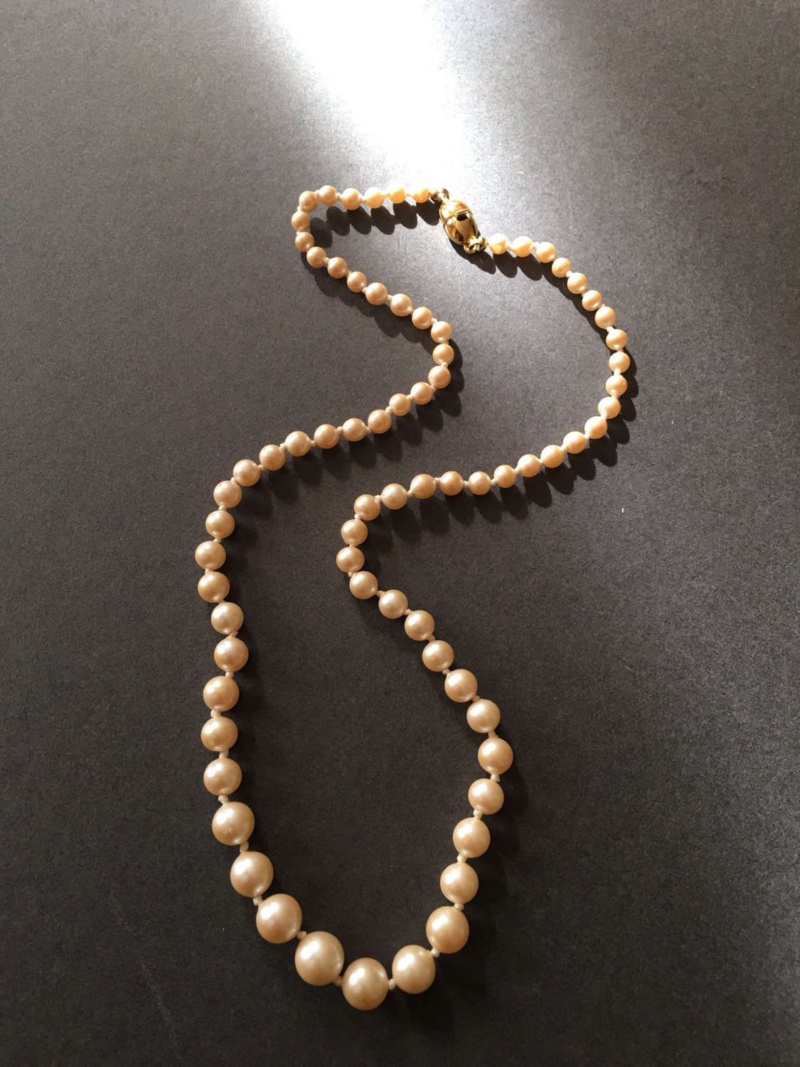 Vintage Monet Faux Pearl Necklace Blush Pink Hue