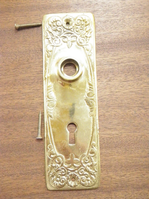 Vintage Ornate Cast Solid Brass Door knob Face plate made in