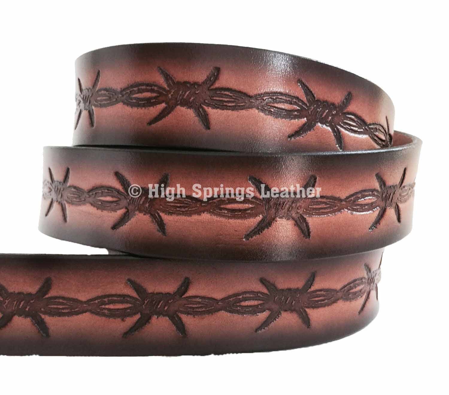 Barbed Wire Leather Name Belt